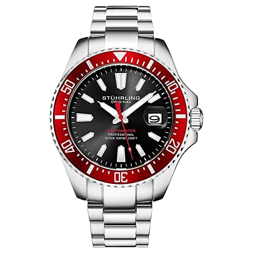 Stuhrling Original Herren Taucheruhr - Pro Sport Taucher mit verschraubter Krone und wasserdicht bis 330 Ft. - Analoges Zifferblatt, Quarzwerk - Depthmaster Uhren für Herren Kollektion
