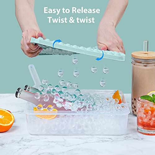 Combler Mini Ice Cube Tray With Lid And Bin, Ice Trays For Freezer 3 Pack, Upgraded 123X3 Pcs Small Round Ice Cube Trays Easy Release, Mini Ice Maker, Crushed Ice Tray For Chilling Coffee Drinks, Blue #TOP1