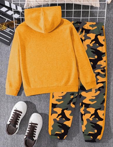 Image of Boys Clothes Boy Outfits 2-Piece Long Sleeve Hoodie and Camouflage Pants Boys Fall Winter Clothes for 6-16 Years