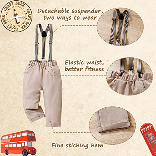 Xifamniy Baby Boys Gentleman Outfit 4Pcs Pants And Top Sets Newborn Long Sleeve Romper+ Hat + Vestcoat + Bow Tie 3-24M #TOP2