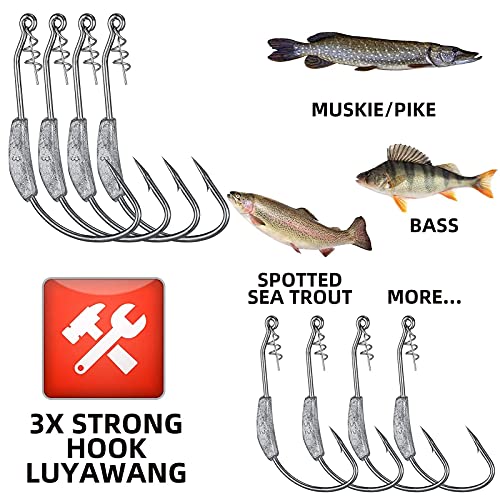 15/17/23Pcs Fishing Hooks Weighted-Swimbait Hooks-Jig-Heads-Twistlock- Weedless Hooks Lures Trolling Hooks - Swivel Blades - Locks -Soft Worm Hooks 1/0 2/0 3/0 4/0 (1) #TOP7