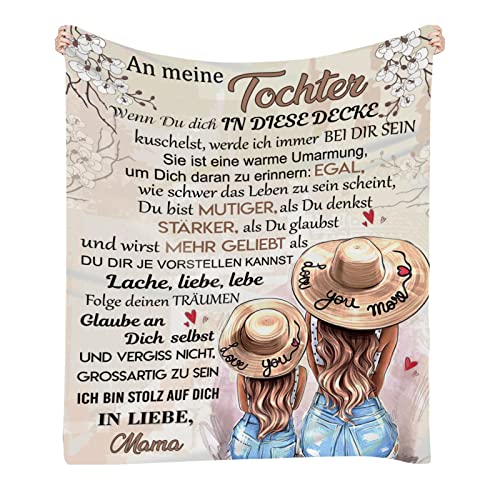 Personalisierte Kuscheldecke Mutter zu Tochter,150x200cm Super Weich und Warm Flanell Fleecedecke Sofadecke,Briefdecke von Mutter an Tochter, Ermutigende Tochter Cover