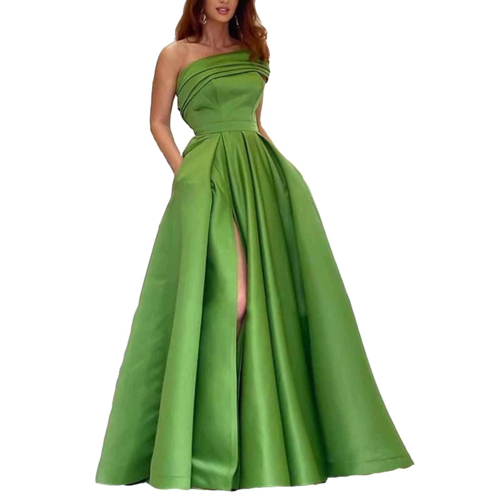 yhfshop Long Bridesmaid Evening Dress,Party Gowns for Women with Slit,green,US20w,Prom Bridesmaid Long Dress