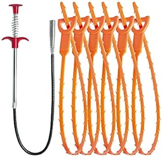 25inch Hair Drain Clog Remover Tool(6pcs), 24inch Drain Cleaner Sticks To Drain Hair Clog For Remover (1pcs), Drain Hair Remover Tool For Sewer, Toilet, Kitchen Sink, Bathroom Tub,(6+1)