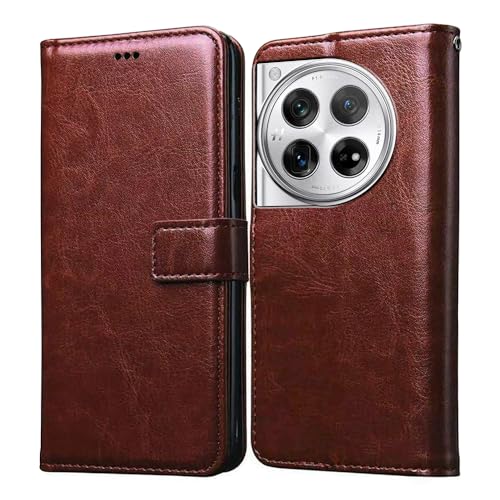 Image of Flip Cover Back Case for OnePlus 12R 5G | Premium Leather Finish | Inbuilt Pockets & Stand | Flip Cover Back Case for OnePlus 12R 5G (Brown)