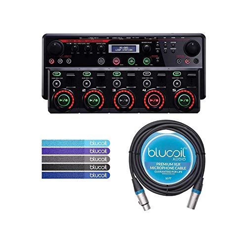BOSS RC-505 Loop Station Tabletop Looper Bundle with Blucoil 10-FT Balanced XLR Cable, and 5-Pack of Reusable Cable Ties