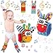 4Pcs Calzini Sonaglio Neonato, Baby Rattle Neonato per Piedi Simpatici Animaletti Developmental Bracciale Polsi di Simpatici Animaletti Set Peluche Bambole per Infanzia Bambini Mano Piedi