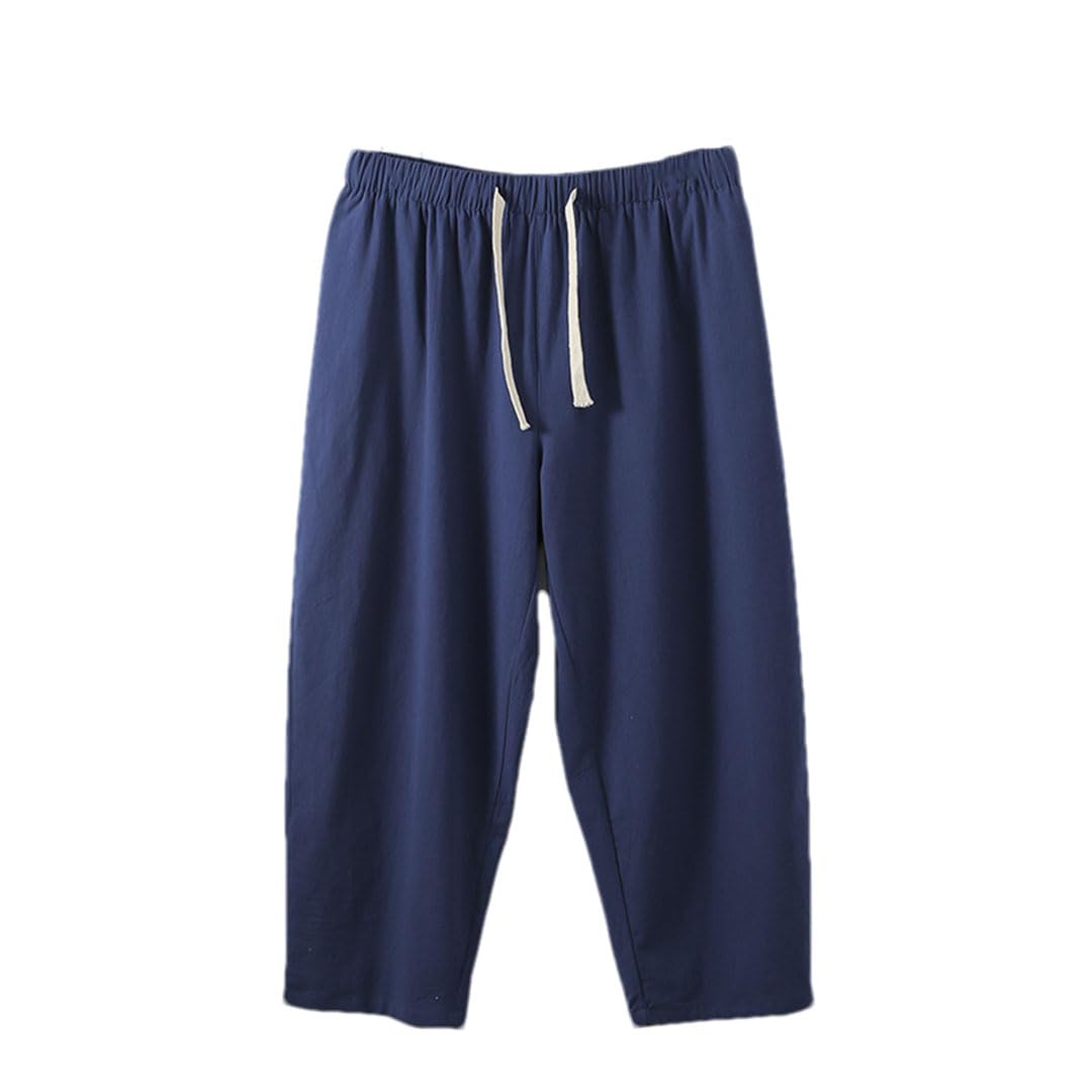 Pantalones De Talla Grande Pantalones De Lino De Verano Pantalones Casuales De Lino hasta El Tobillo para Hombres