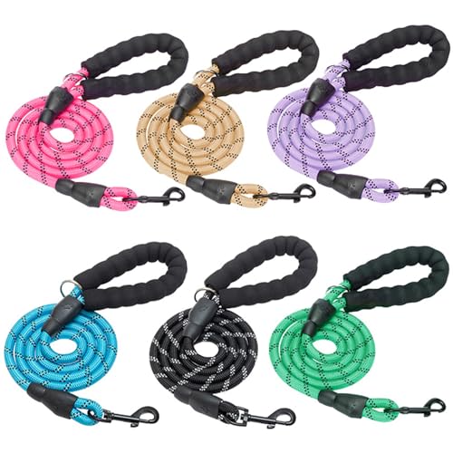 BEAUTYZOO Dog Leash for Large Dogs, 6FT Heavy Duty Rope Leash Bulk, 6 Pack