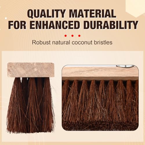 Image of Vesici 6 Pcs Deck Brush Heads 10.6 x 2.4 Inch Heavy Duty Replacement Wide | Concrete Garage Driveway Cleaning, Boat Deck Shop Use, Wood Base Threaded Mount, Synthetic Bristles for Scrubbing Surfaces