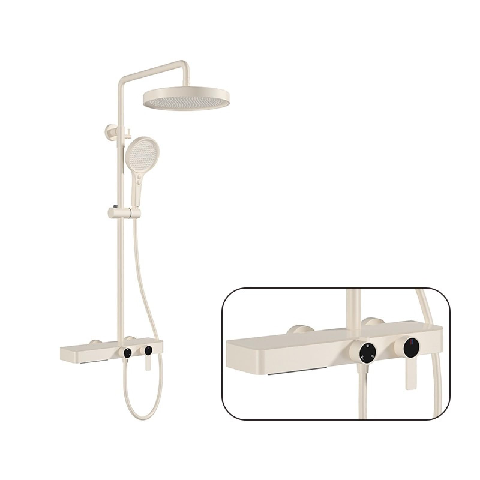 Fanjubei Third Function: Milky White Bathroom All-Copper Multifunctional Hot And Cold Shower Set, Three-Function Milky White