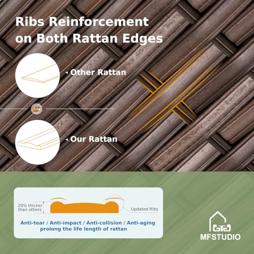 MFSTUDIO-8-Piece-Wicker-Patio-Furniture-Set-4-x-Armless-Sofa-2-x-Ottoman-2-Seat-Lover-Sofa-All-Weather-Outdoor-PE-Rattan-Patio-Conversation-Set-Sectional-Sofa-for-Garden-BackyardBeige-Cushions