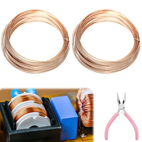 2 Stück 10m Reiner T2 Kupferdraht, Kupferdraht 2mm Mit einer Schere, Coil Kupferdraht Wickeldraht Blanker Kupferdraht, Kupferkabel Kupferdraht zum Basteln für Hobby, Elektrotechnik und Handwerk