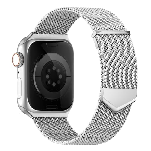 Mesh Metal Strap Compatible with Apple Watch Straps 38mm 40mm 41mm 42mm 44mm 45mm 49mm Women Men, Dual Magnetic Stainless Steel Replacement Band for iWatch Series 9 8 7 6 5 4 3 2 1 SE Ultra Ultra 2 - Image 2