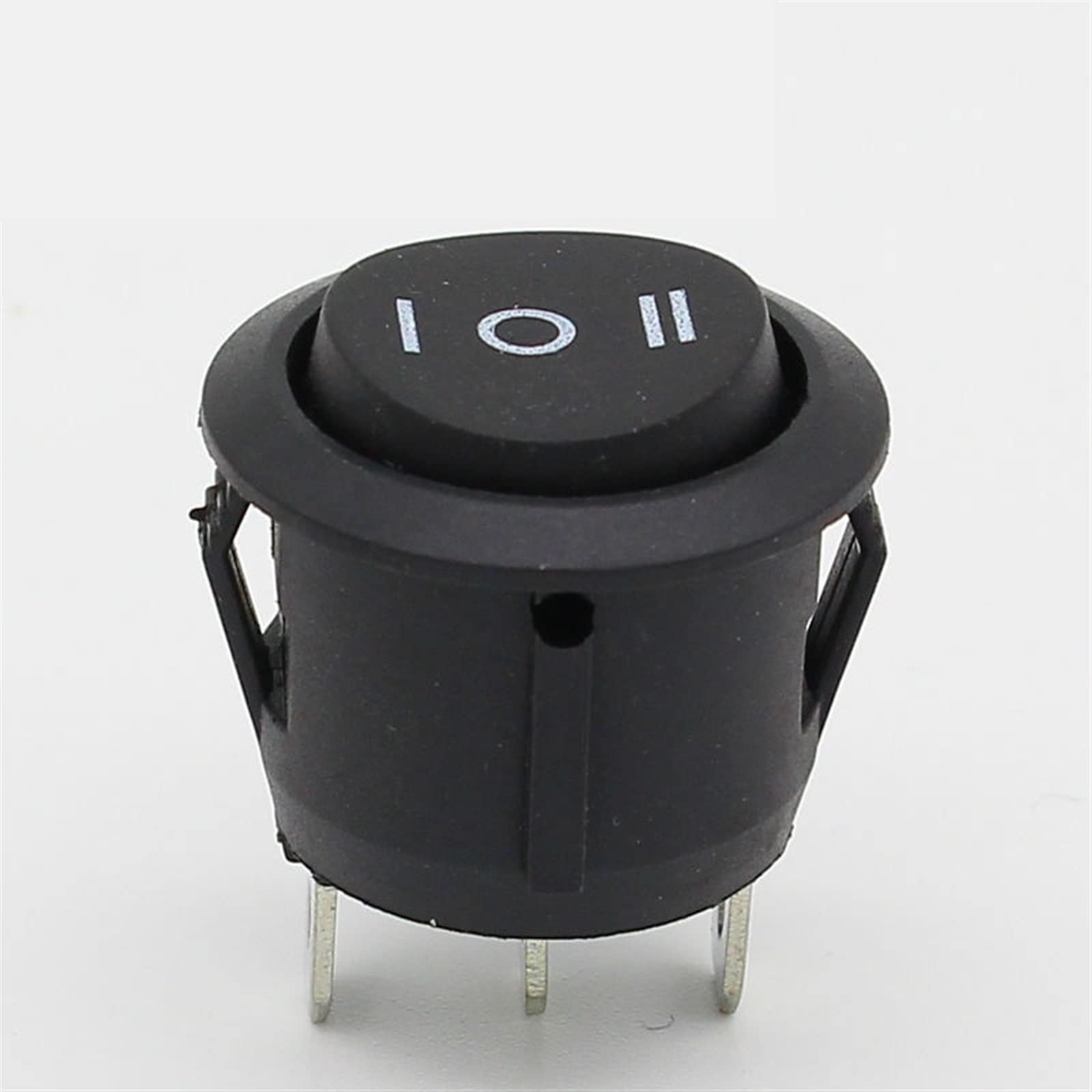 BKGWCSOR 10Pcs 23mm Round Black 3 Pin 10A/125V 6A/250V AC 3 Position SPDT ON-Off-ON Rocker Switch Snap-in Switches