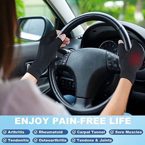 Shifanqi 2 Pairs Copper Arthritis Gloves For Carpal Tunnel Pain Relief, Compression Gloves To Alleviate Hand Pain,Swelling,Fingerless Typing Gloves For Rheumatoid,Tendonitis For Women&Men (Medium) #TOP3