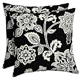 Arden Outdoor Toss Pillow, 2 Pack, 16 x 16, Rain-Proof, Fade Resistant Ashland Black Jacobean