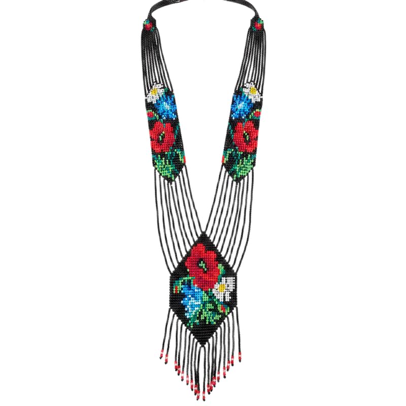 Collier ukrainien traditionnel en perles de rocaille pour vos tenues d'été