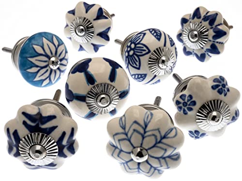 Mango Tree - Set misto di pomelli in ceramica blu