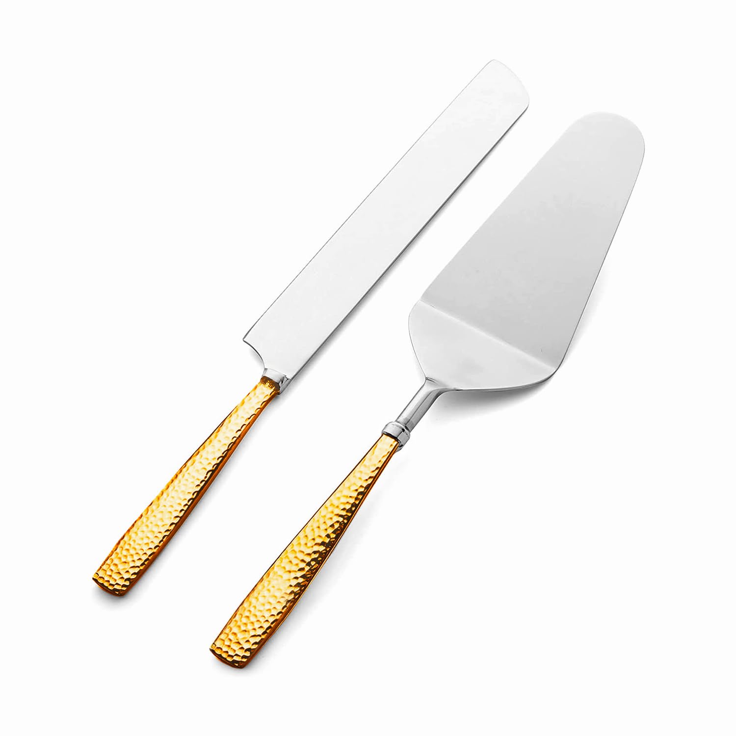 Set di coltelli da torta in ottone martellato e acciaio inossidabile per torte e server per matrimoni feste a casa anniversari pasticceria servire e coltelli set