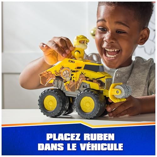 Paw Patrol - Pat Patrouille - Véhicule Figurine Ruben Rescue Wheels - Voiture Figurine À Collectionner - Bulldozer Tout-Terrain - Pat Patrouille Jouet - Voiture Enfant - Jouet Enfant 3 Ans Et +