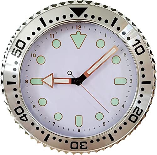 TUKRKRS Horloge murale de jardin extérieur, grande horloge murale lumineuse de 30,5 cm, horloge de jardin fluorescente lumineuse, mouvement à quartz silencieux, horloge extérieure étanche, horloge