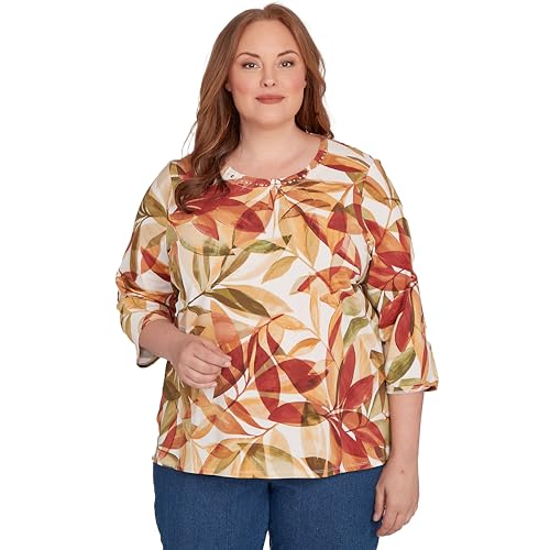 Alfred Dunner Women's Plus-Size Leaf Pleated...