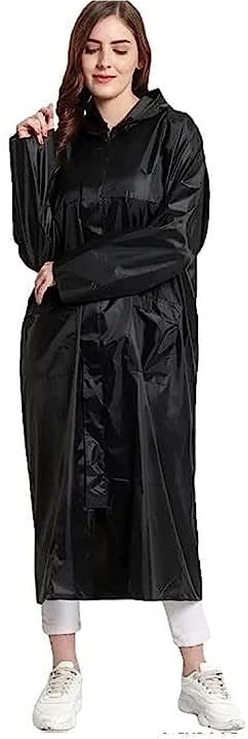Casual Solid Women Raincoat (2002_Women Raincoat_Black_3XL)-image-30