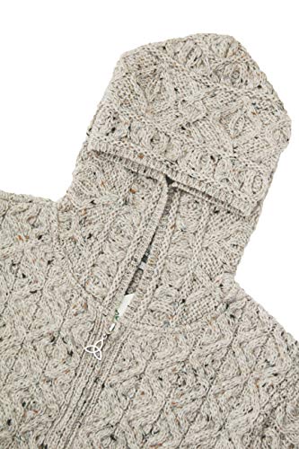 Aran Crafts Women's Soft Cable Knit Honeycomb Hood Cardigan, 100% Merino Wool, Authentic & Traditional, Fisherman Sweater-Style Knit, Made In Ireland, Hd5001-Xl-Oat Oatmeal #TOP3