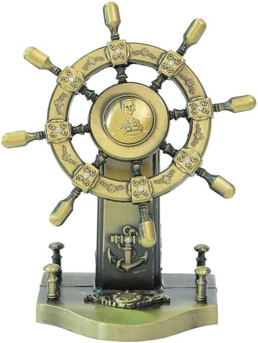 AUGEN Antique Finish Ships Wheel 11cm Souvenir Metal Miniature Statue (6751K)