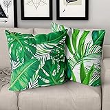 Banana Leaf Pillows,Green Leave Pillows,Tropical Outdoor Pillows,Monstera Pillow Covers 18x18 Set of...