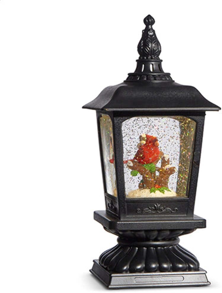 RAZ Imports Cardinal on Branch Lighted Water Lantern, 10.5-inch Height, Christmas Decor, Holiday Season, Table and Shelve Accent