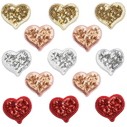 Iron on Patches for Clothing, Cartoon Among Us/Doraemon/Heart Embroidered Gestickte Aufnäher, Reparaturflicken zum Aufnähen für Kinderkleidung, Jeans, Jacken, Hüte, Rucksäcke (Sequin Heart) Cover