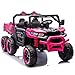 BCARORUR 24V Ride On Toys for Big Kids, 4WD 6X6 2 Seater Ride On Dump Truck with Remote Control, 20inch Seat, 3 Speeds, High Efficiency Battery, 4X100 Motors, Music, Ride On Car for Boys Girls, Pink