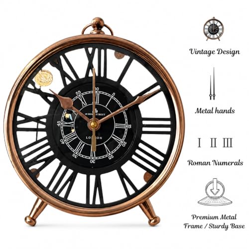 Image of VOGUISH Table Clock for Living Room Stylish| Vintage Table Clock for Home | Roman Alarm Clock for Office Desk