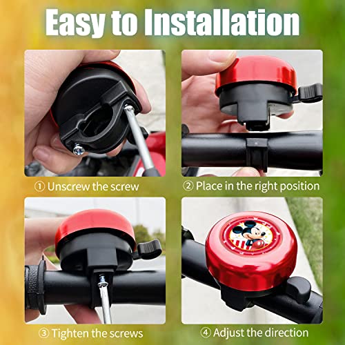 Akkya Bike Bicycle Bell Horn for Kids Cool Cute Cartoon Cycling Handlebars Knee Scooter Accessories for Girls Boys Electric Mountain Bike Ring Bell Biking Bicicle Accessories Loud (Red) - Thumbnail 4