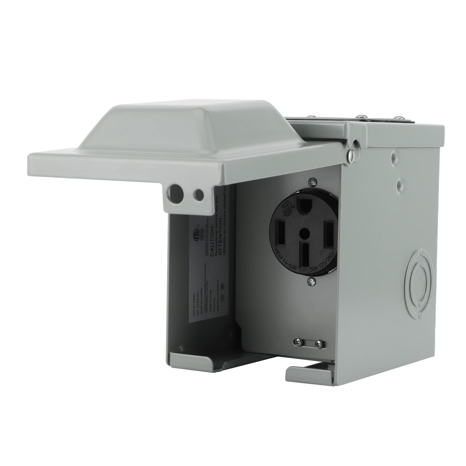 Caja de enchufe impermeable de 50 amperios para autocaravanas, autocaravanas y coches eléctricos, diseño con cerradura, material metálico resistente