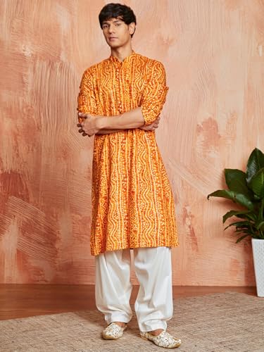 Image of VASTRAMAY Men's Bandhani Rayon Kurta & Patiyala Set