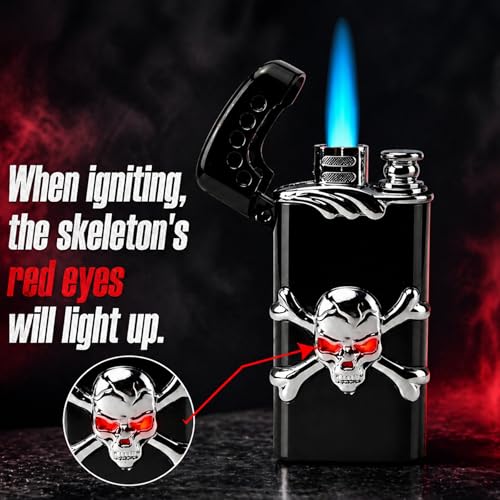 Encendedor Cool Torch con diseño de calavera y llama de gas butano miniatura 2