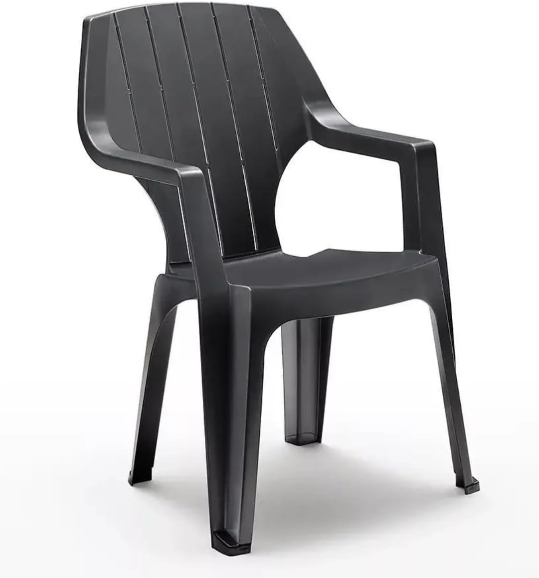 Tomaino - Ensemble de chaises de Jardin empilables en Plastique -Chaise d'extérieur en Plastique Effet Bois (Noir)