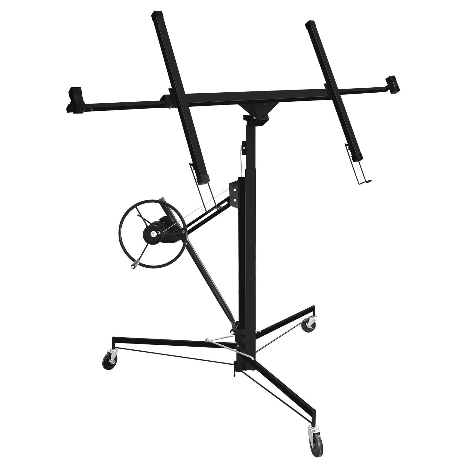 Plattenheber XXL bis 68 kg, Plattenlift für Gipskartonplatten, höhenverstellbar 1,32–3,25 m, ausziehbar 1,25–2,95 m, 360° drehbar, 60° neigbar, Trockenbau Montagehilfe, Schwarz