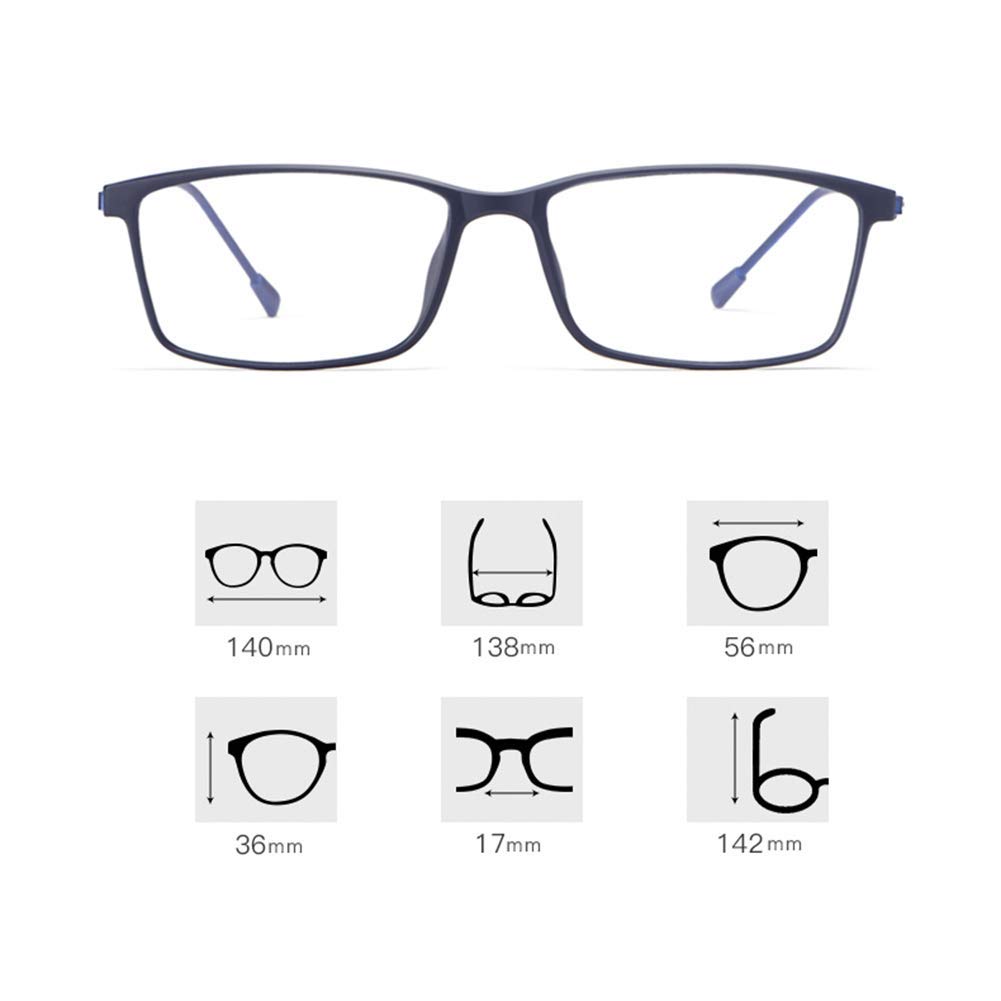 Gafas de lectura progresivas multienfoque para hombre, lectores de bloqueo de luz azul, lente de índice de refracción de 1,56 – Ultraligero delgado rectángulo TR90 marco gafas