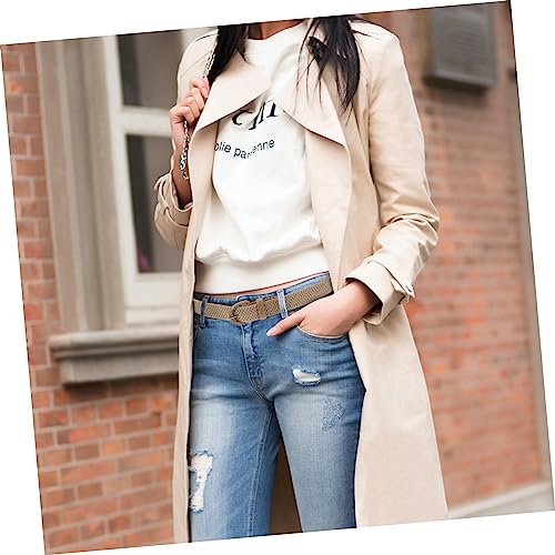 Unisex Elastic Braided Waist Belt Casual Stretchy Woven Fabric Belt for Women and Men Comfortable Waistband for Dresses and Sweaters Beige3