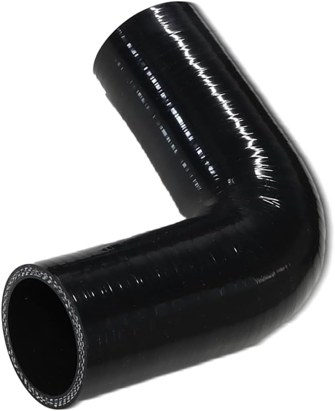 Automotive Silicone Tubing, ID 5"(127mm) 90 Degree Elbow, 4.7" (120 mm) Leg Length, 4-Ply High Performance Coupler Silicone Hose for Turbo/Intercooler/Intake Piping (Black, 5"(127mm))