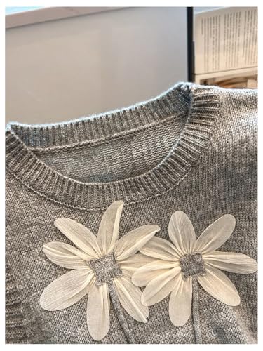 Verdusa Women's 3D Floral Sweater Vest Sleeveless Crew Neck Lightweight Knitted Tank Top3