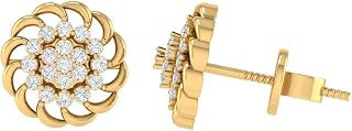 Diamtrendz Gold Plated BIS Hallmarked Pure 925 Sterling Silver Floral Screwback Stud Earrings | Dailywear Lightweight Silv... Price In India