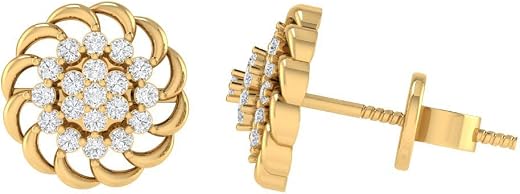 Diamtrendz Gold Plated BIS Hallmarked Pure 925 Sterling Silver Floral Screwback Stud Earrings | Dailywear Lightweight Silv...