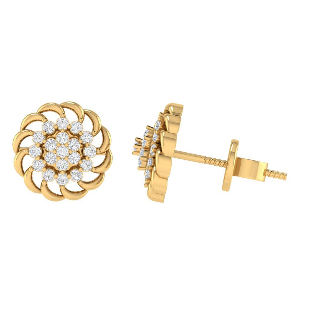 Diamtrendz Gold Plated BIS Hallmarked Pure 925 Sterling Silver Floral Screwback Stud Earrings | Dailywear Lightweight Silv... - Review, Price and Buying Guide