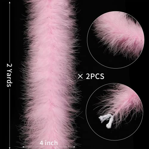 Holmgren Pink Marabou Feather Boas - 2 Pcs 25G 2 Yards Feathers Boa For Women, Diy Clothing, Kids Party Dress Up, Home Wedding Decor (Pink) #TOP3