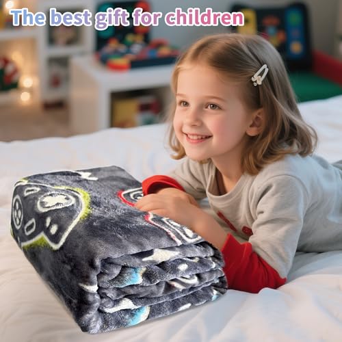 Gaming Blanket for Boys, Glow in The Dark Gamer Blankets, Gaming Gifts for Men, Cool Gamer Gifts for Teenage Boys, Birthday 50"x 60"